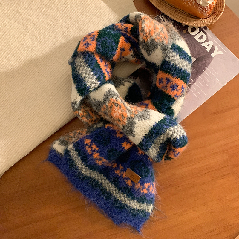 Vuneni pleteni šal s jednostavnim tkanjem, zimski stil vintage književno retro, podrijetlo Jinhua