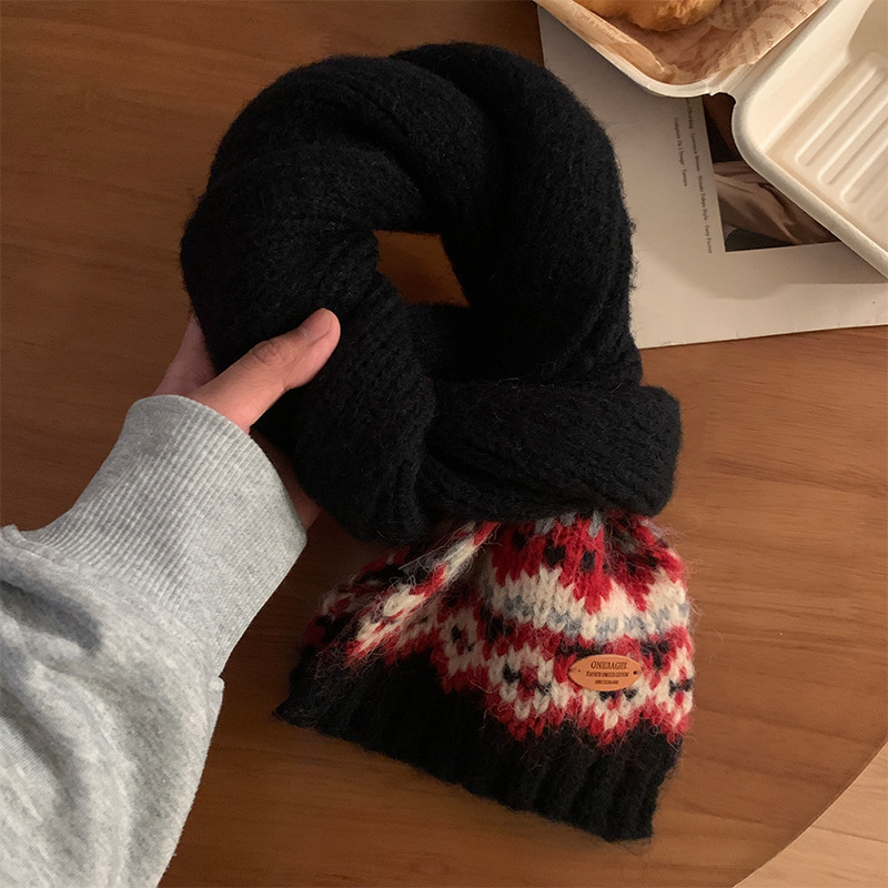 Vuneni pleteni šal s jednostavnim tkanjem, zimski stil vintage književno retro, podrijetlo Jinhua