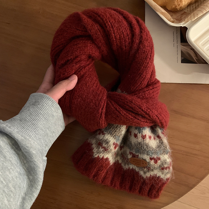 Vuneni pleteni šal s jednostavnim tkanjem, zimski stil vintage književno retro, podrijetlo Jinhua