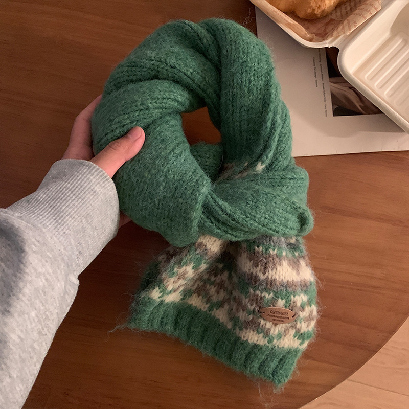 Vuneni pleteni šal s jednostavnim tkanjem, zimski stil vintage književno retro, podrijetlo Jinhua