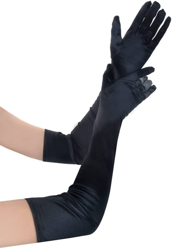 Sieviešu garās satīna cimdi – kāzu un deju aksesuāri; Materiāls: satīns; Visas sezonas; Pavasara 2021 izlase