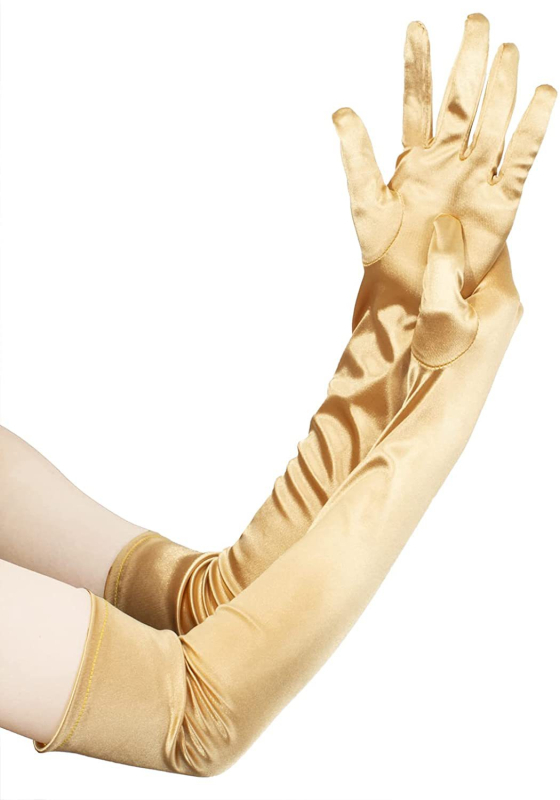 Sieviešu garās satīna cimdi – kāzu un deju aksesuāri; Materiāls: satīns; Visas sezonas; Pavasara 2021 izlase