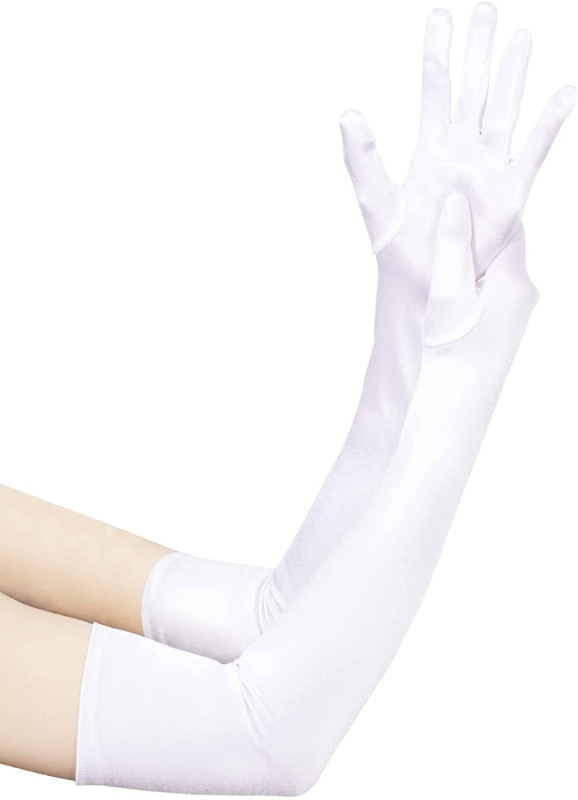 Sieviešu garās satīna cimdi – kāzu un deju aksesuāri; Materiāls: satīns; Visas sezonas; Pavasara 2021 izlase