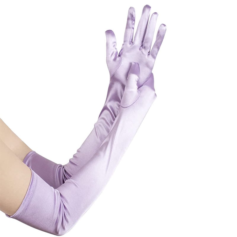 Sieviešu garās satīna cimdi – kāzu un deju aksesuāri; Materiāls: satīns; Visas sezonas; Pavasara 2021 izlase