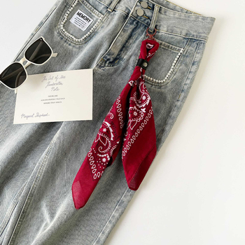 Pamukasti kvadratni šal za pojas za streetwear i hip-hop stil, ravno tkanje, otisak, lansiran ljeto 2025