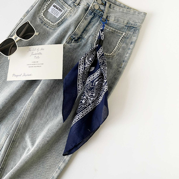 Pamukasti kvadratni šal za pojas za streetwear i hip-hop stil, ravno tkanje, otisak, lansiran ljeto 2025