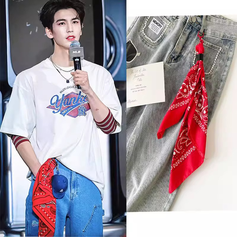 Pamukasti kvadratni šal za pojas za streetwear i hip-hop stil, ravno tkanje, otisak, lansiran ljeto 2025