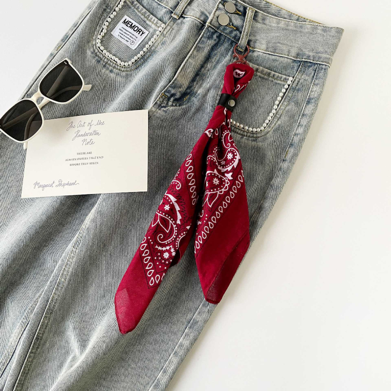 Pamukasti kvadratni šal za pojas za streetwear i hip-hop stil, ravno tkanje, otisak, lansiran ljeto 2025