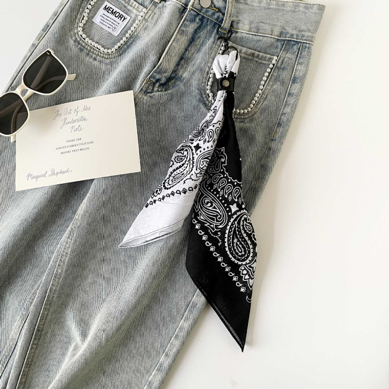 Pamukasti kvadratni šal za pojas za streetwear i hip-hop stil, ravno tkanje, otisak, lansiran ljeto 2025