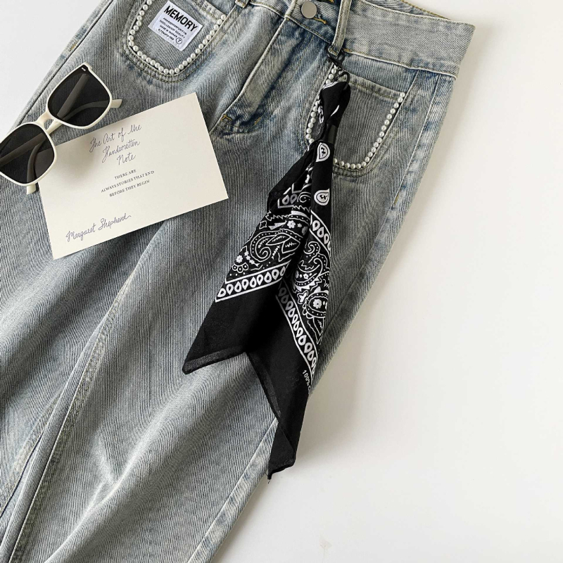 Pamukasti kvadratni šal za pojas za streetwear i hip-hop stil, ravno tkanje, otisak, lansiran ljeto 2025