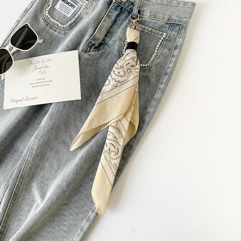 Pamukasti kvadratni šal za pojas za streetwear i hip-hop stil, ravno tkanje, otisak, lansiran ljeto 2025