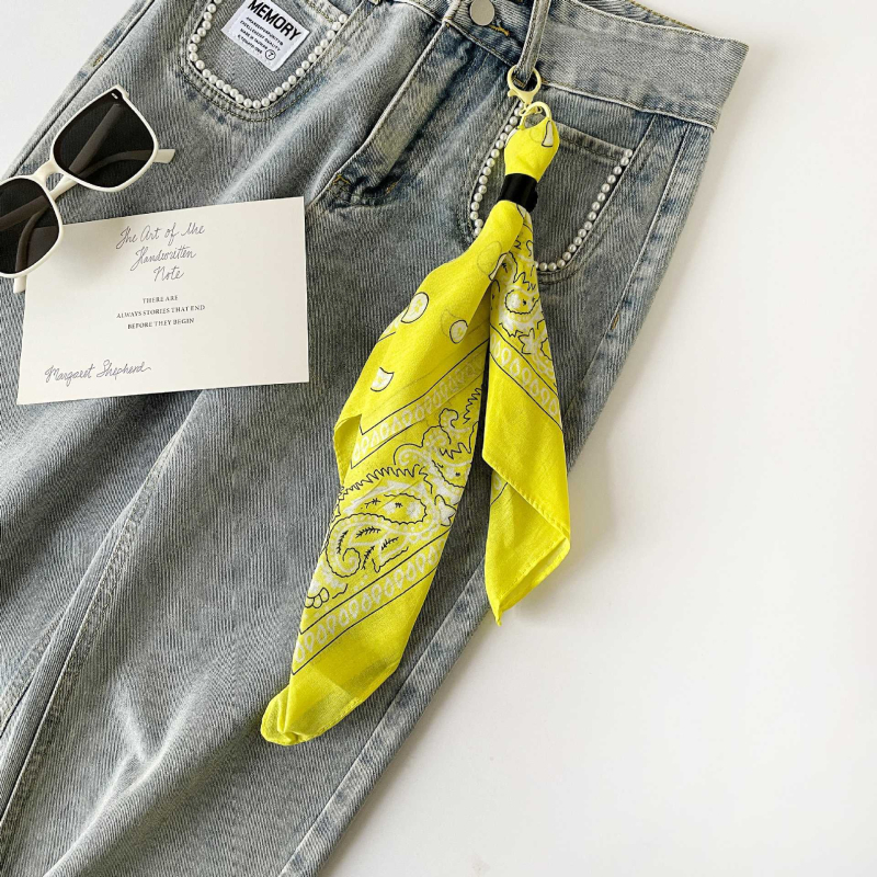 Pamukasti kvadratni šal za pojas za streetwear i hip-hop stil, ravno tkanje, otisak, lansiran ljeto 2025