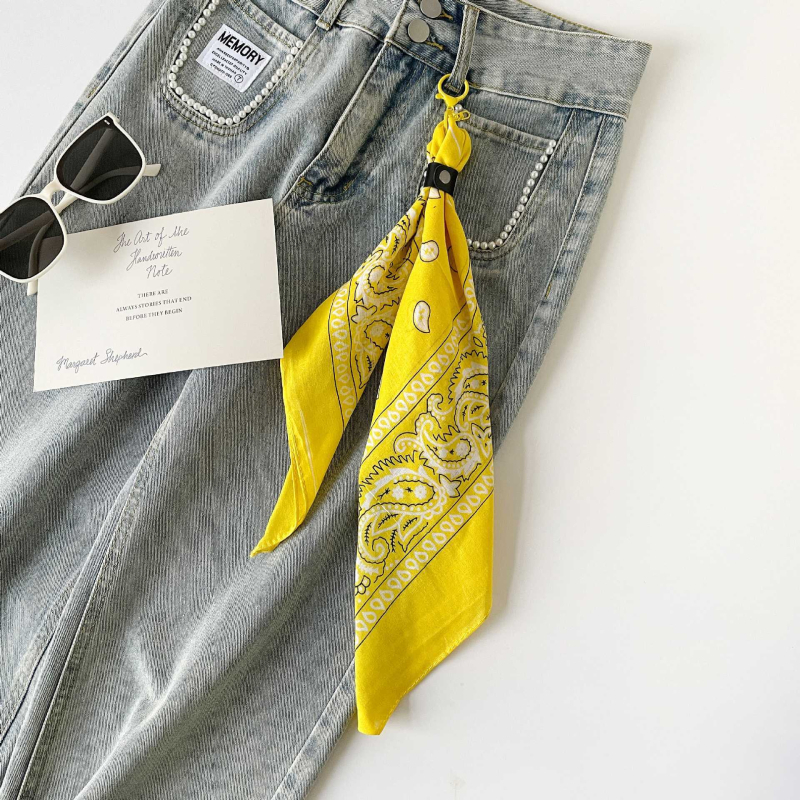 Pamukasti kvadratni šal za pojas za streetwear i hip-hop stil, ravno tkanje, otisak, lansiran ljeto 2025