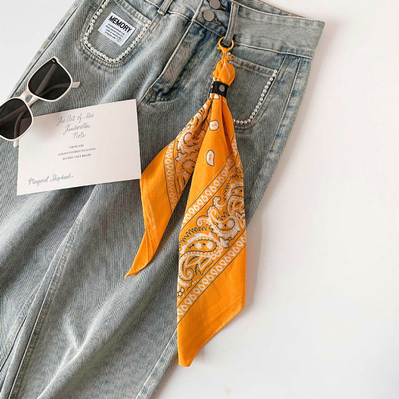 Pamukasti kvadratni šal za pojas za streetwear i hip-hop stil, ravno tkanje, otisak, lansiran ljeto 2025