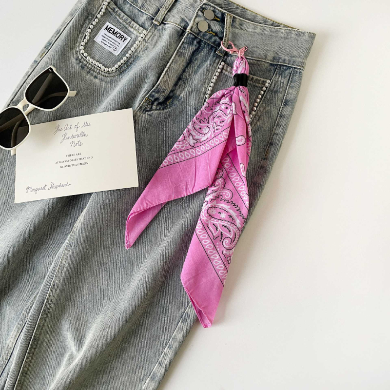 Pamukasti kvadratni šal za pojas za streetwear i hip-hop stil, ravno tkanje, otisak, lansiran ljeto 2025