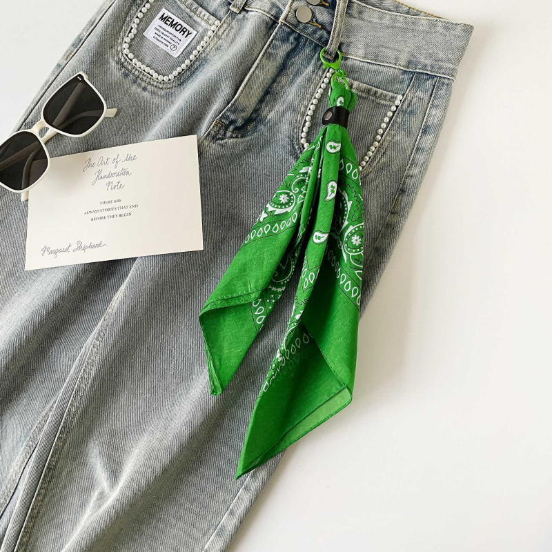 Pamukasti kvadratni šal za pojas za streetwear i hip-hop stil, ravno tkanje, otisak, lansiran ljeto 2025