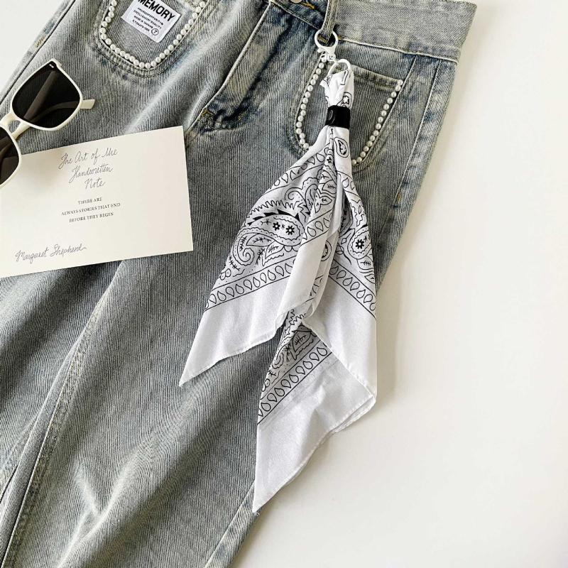 Pamukasti kvadratni šal za pojas za streetwear i hip-hop stil, ravno tkanje, otisak, lansiran ljeto 2025