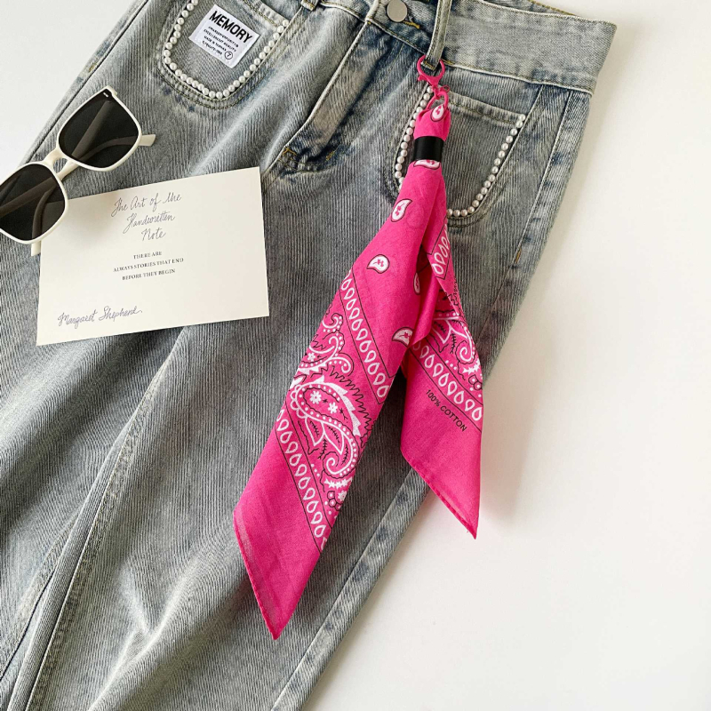 Pamukasti kvadratni šal za pojas za streetwear i hip-hop stil, ravno tkanje, otisak, lansiran ljeto 2025