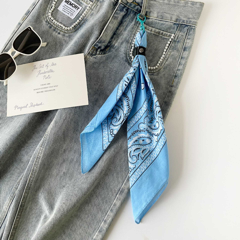 Pamukasti kvadratni šal za pojas za streetwear i hip-hop stil, ravno tkanje, otisak, lansiran ljeto 2025