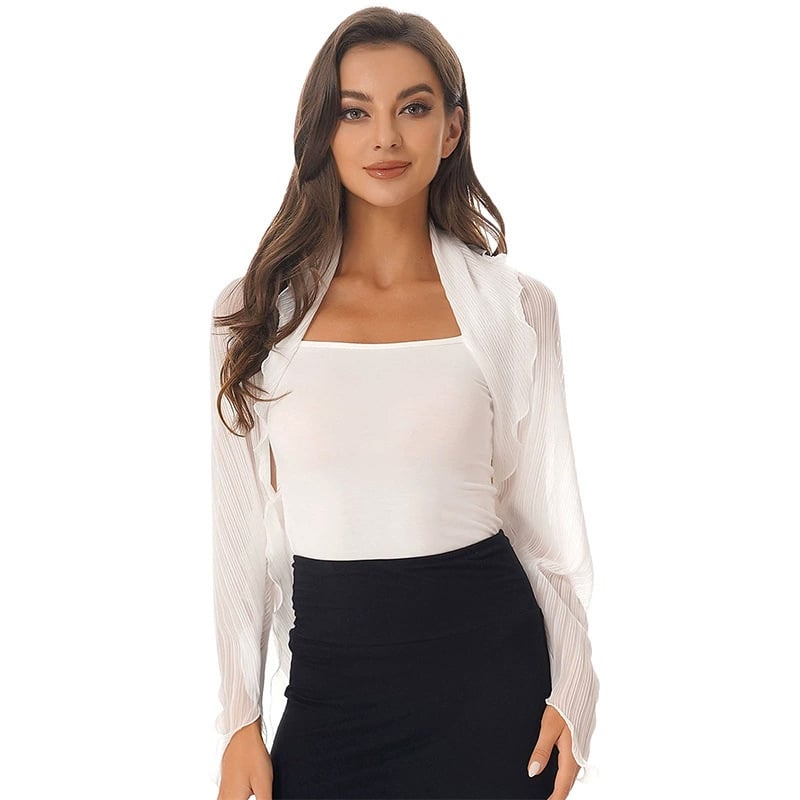 Дамски летен шал-кардиган с UV защита, флорален принт, полиестер, свободна кройка, дълги ръкави