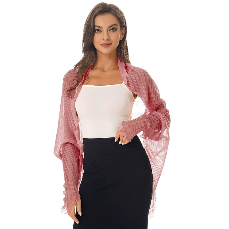 Дамски летен шал-кардиган с UV защита, флорален принт, полиестер, свободна кройка, дълги ръкави