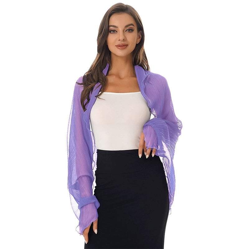 Дамски летен шал-кардиган с UV защита, флорален принт, полиестер, свободна кройка, дълги ръкави