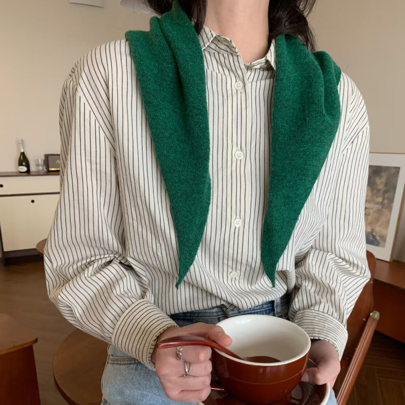 Unisex trokutasti pleteni šal – svestran, warp pletenje, jednofarbeni uzorak, održava toplinu