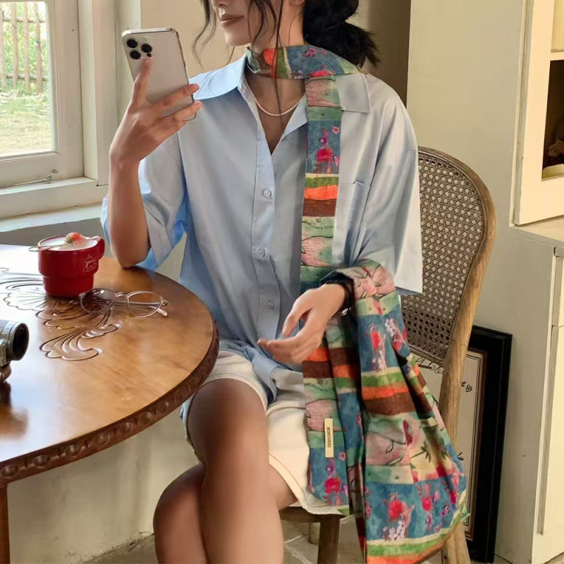 Dugi pamučni šal s uskom trakom, otisnuti uzorak, ljeto, porijeklo Shaoxing, brend Trust and