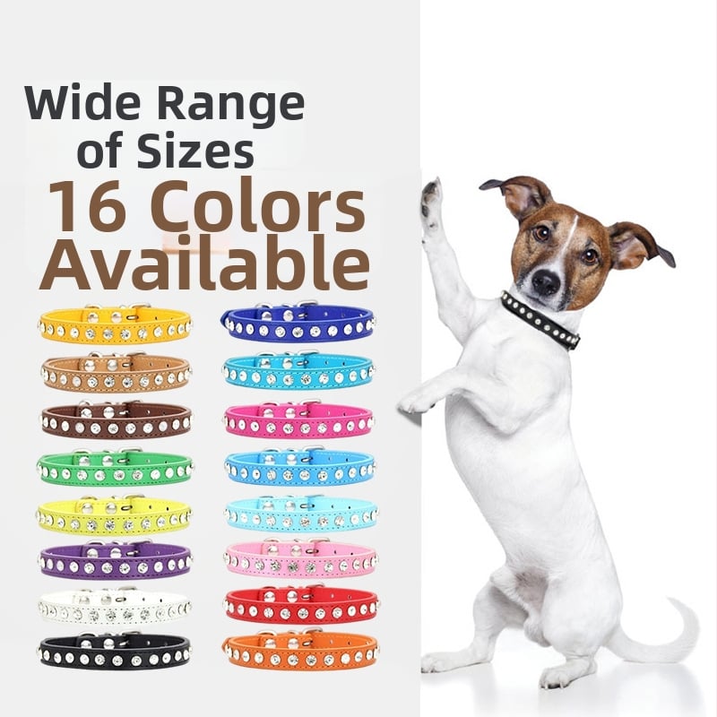 Colier pentru câine din piele PU cu strasuri, design modern, utilizare pe tot parcursul anului, etichetă privată licențiată