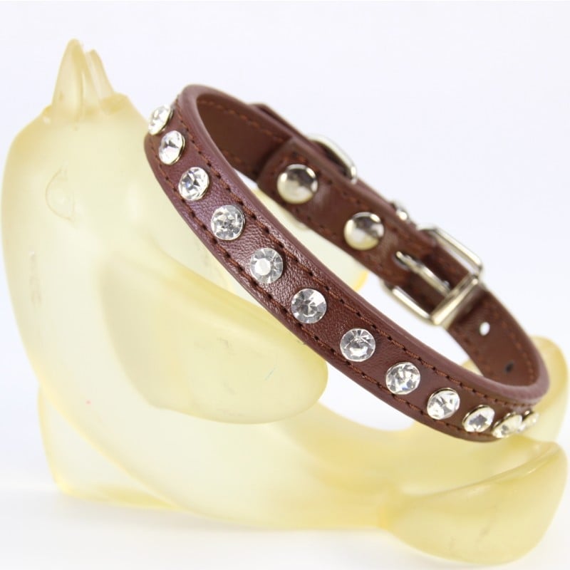 Colier pentru câine din piele PU cu strasuri, design modern, utilizare pe tot parcursul anului, etichetă privată licențiată