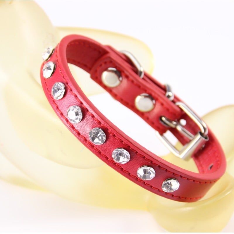 Colier pentru câine din piele PU cu strasuri, design modern, utilizare pe tot parcursul anului, etichetă privată licențiată