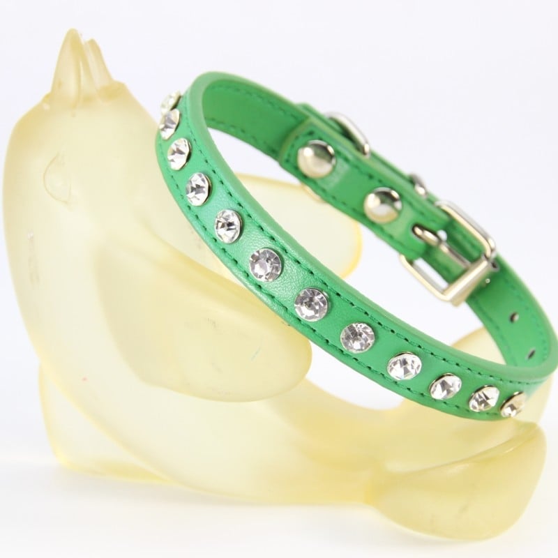 Colier pentru câine din piele PU cu strasuri, design modern, utilizare pe tot parcursul anului, etichetă privată licențiată