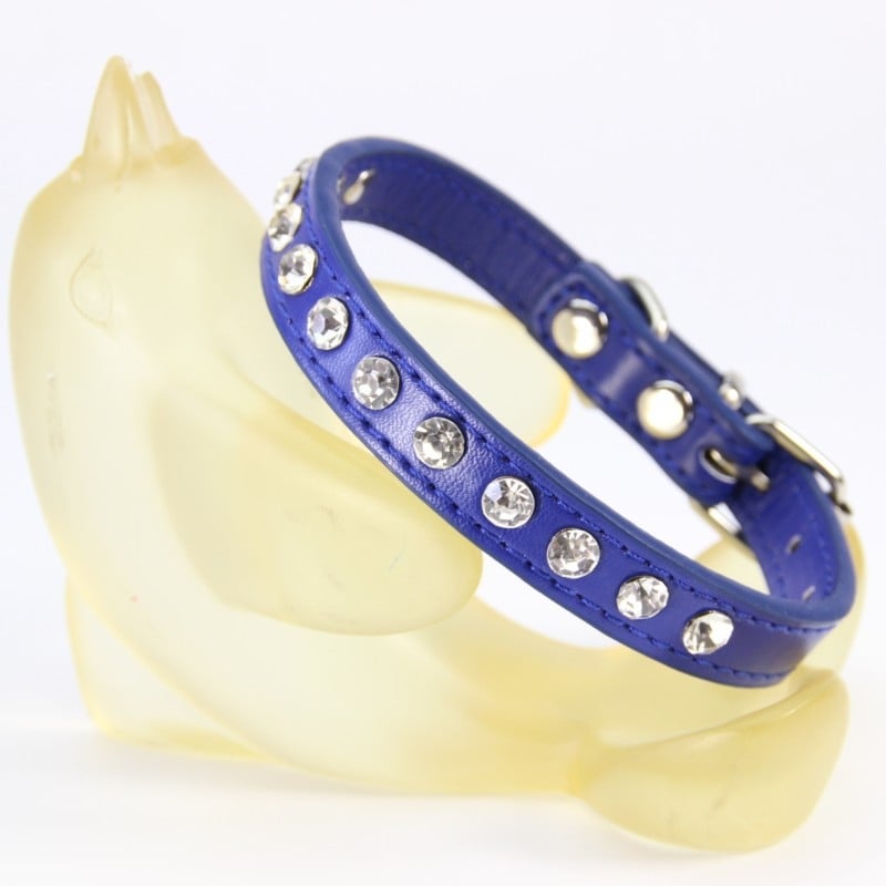 Colier pentru câine din piele PU cu strasuri, design modern, utilizare pe tot parcursul anului, etichetă privată licențiată