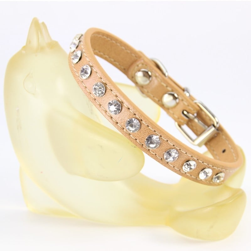 Colier pentru câine din piele PU cu strasuri, design modern, utilizare pe tot parcursul anului, etichetă privată licențiată