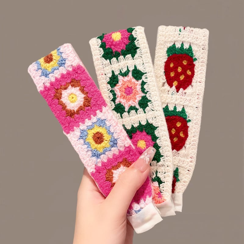 Плетена лепяща лента за коса за деца, цветеобразна форма, панделка, ръчна изработка от вълна