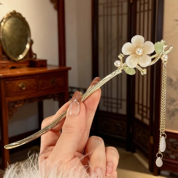 Senā ķīniešu stilā ziedu formas matu sprādze, sakausējums, roku darbs, pavasaris 2025