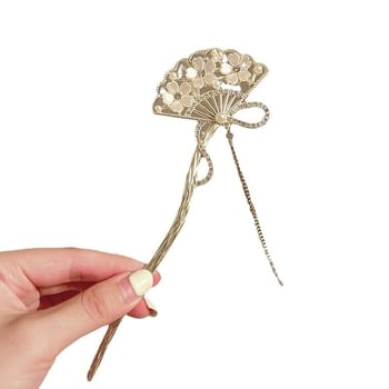 Senā ķīniešu stilā ziedu formas matu sprādze, sakausējums, roku darbs, pavasaris 2025