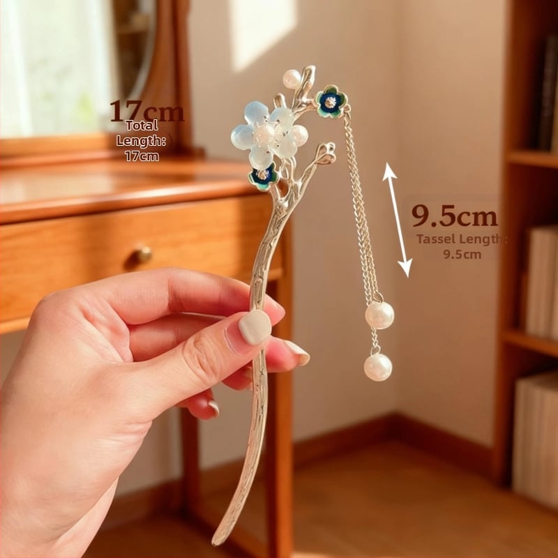 Senā ķīniešu stilā ziedu formas matu sprādze, sakausējums, roku darbs, pavasaris 2025