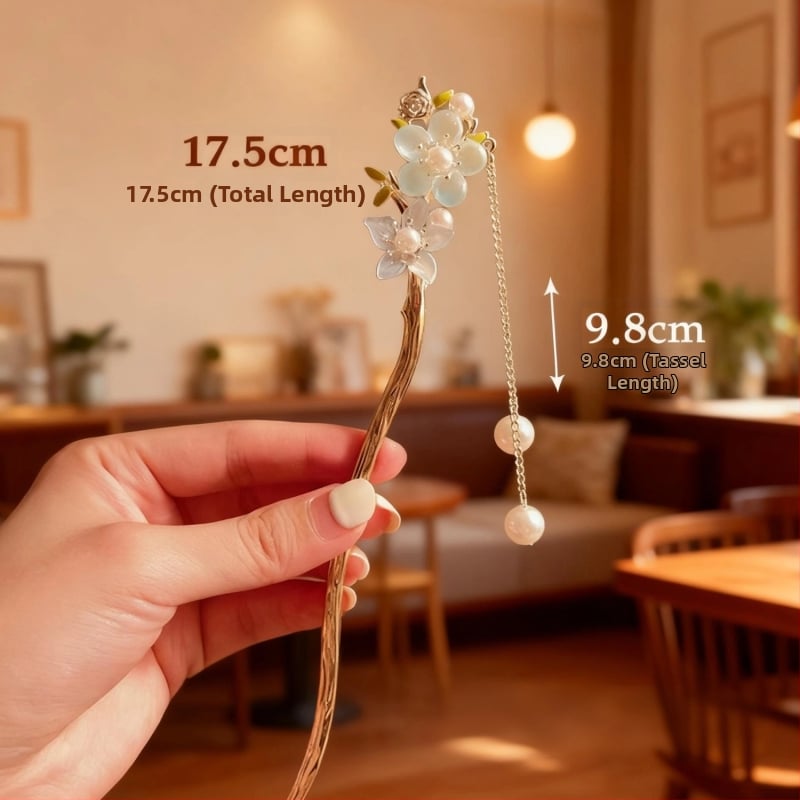 Senā ķīniešu stilā ziedu formas matu sprādze, sakausējums, roku darbs, pavasaris 2025