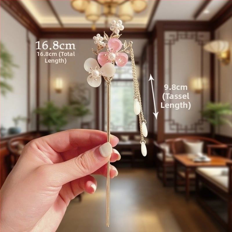 Senā ķīniešu stilā ziedu formas matu sprādze, sakausējums, roku darbs, pavasaris 2025