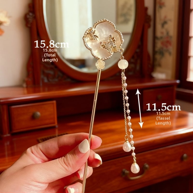 Senā ķīniešu stilā ziedu formas matu sprādze, sakausējums, roku darbs, pavasaris 2025