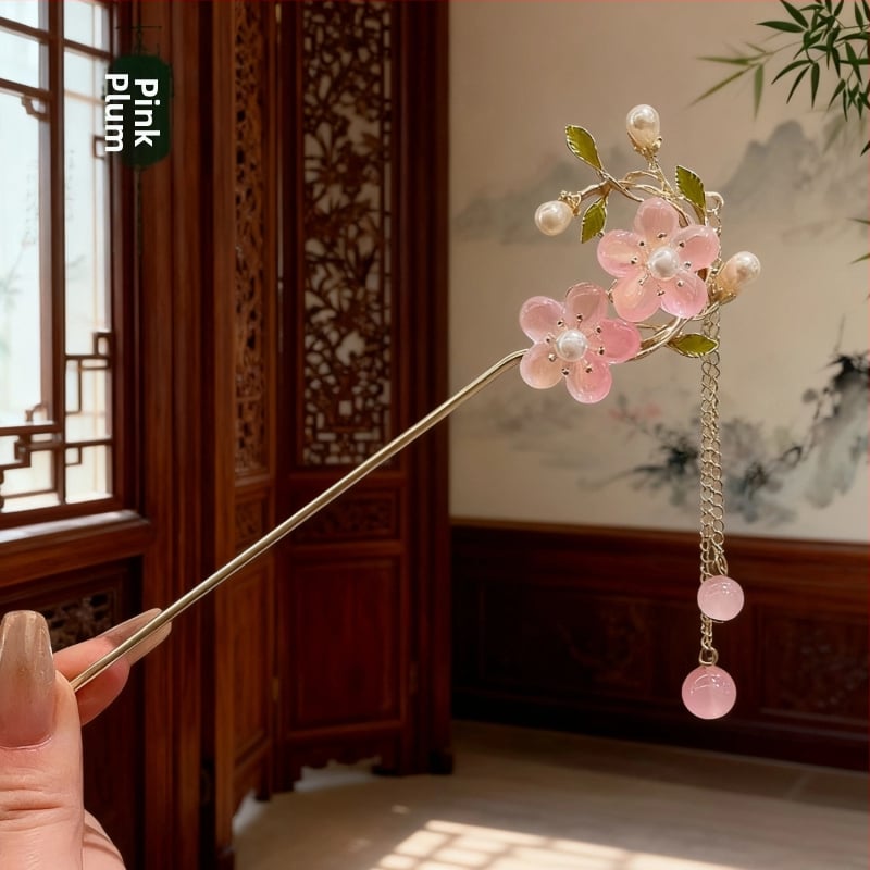 Senā ķīniešu stilā ziedu formas matu sprādze, sakausējums, roku darbs, pavasaris 2025