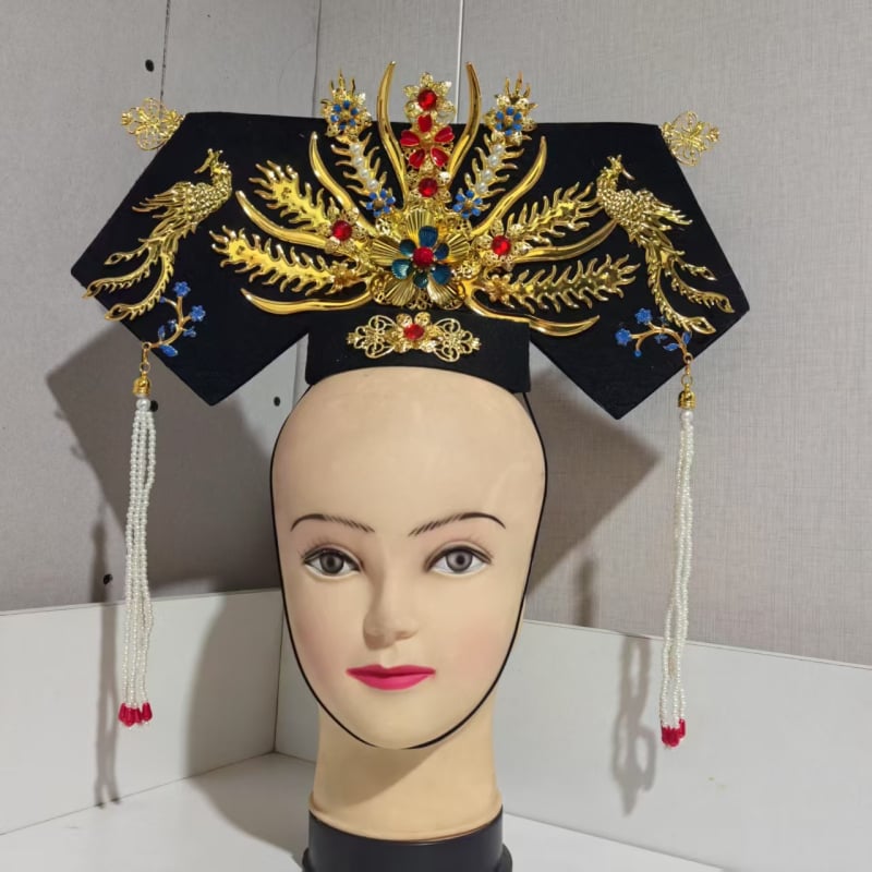 Bērnu matu aksesuārs Hanfu stilā Qing dinastijai – spārnu formas flag headpiece, plastmasa/rezīns, matu gumām/virvēm, pavasaris 2021