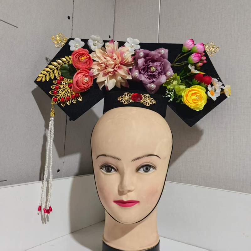 Bērnu matu aksesuārs Hanfu stilā Qing dinastijai – spārnu formas flag headpiece, plastmasa/rezīns, matu gumām/virvēm, pavasaris 2021