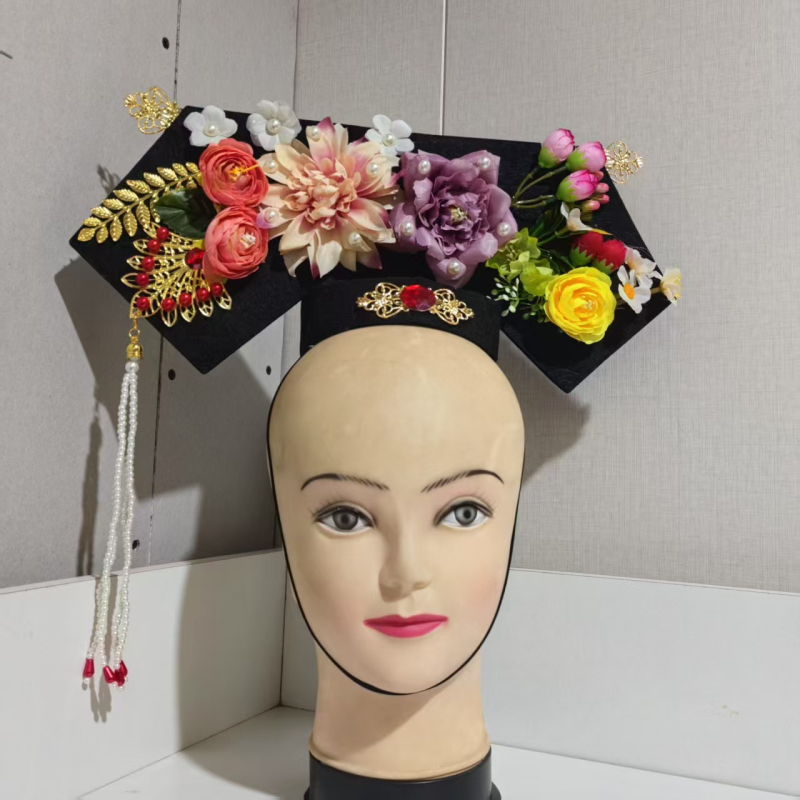 Bērnu matu aksesuārs Hanfu stilā Qing dinastijai – spārnu formas flag headpiece, plastmasa/rezīns, matu gumām/virvēm, pavasaris 2021