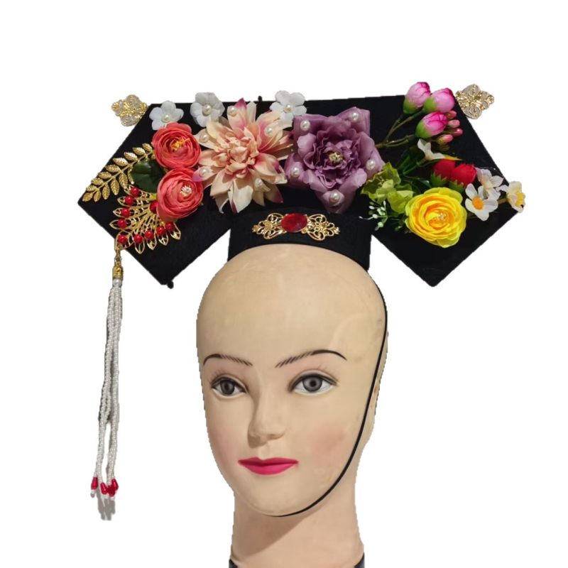 Bērnu matu aksesuārs Hanfu stilā Qing dinastijai – spārnu formas flag headpiece, plastmasa/rezīns, matu gumām/virvēm, pavasaris 2021