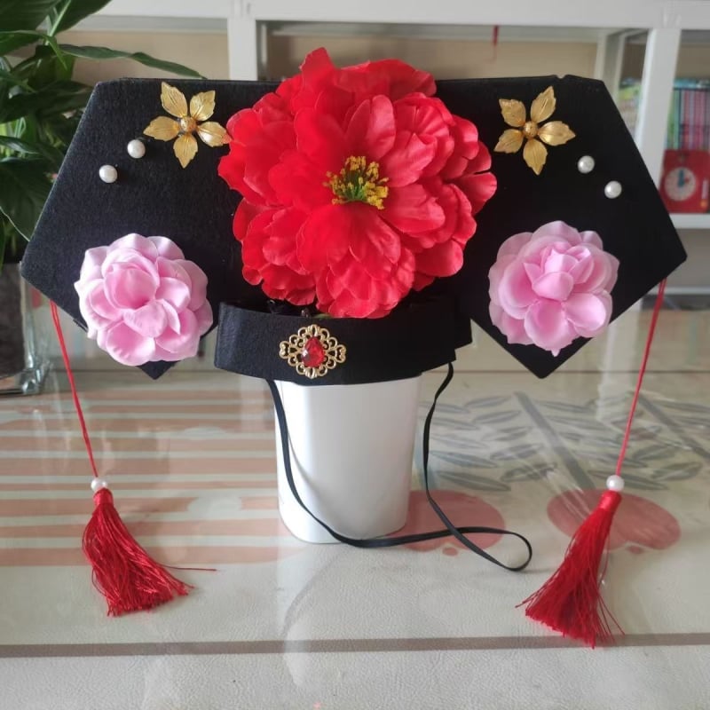 Bērnu matu aksesuārs Hanfu stilā Qing dinastijai – spārnu formas flag headpiece, plastmasa/rezīns, matu gumām/virvēm, pavasaris 2021