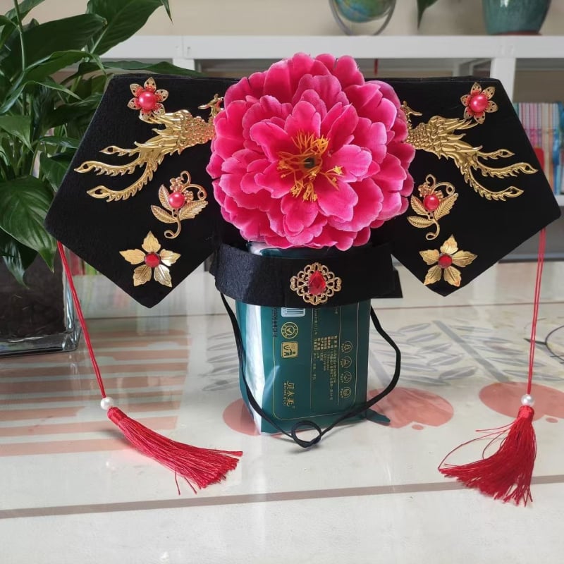 Bērnu matu aksesuārs Hanfu stilā Qing dinastijai – spārnu formas flag headpiece, plastmasa/rezīns, matu gumām/virvēm, pavasaris 2021