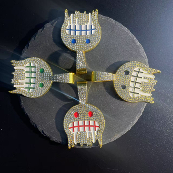 Geometriska kaklarota no cinka sakausējuma ar pilnu diamant kulonu, hip-hop stils – Hengfai xinda