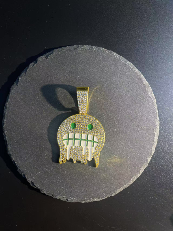 Geometriska kaklarota no cinka sakausējuma ar pilnu diamant kulonu, hip-hop stils – Hengfai xinda